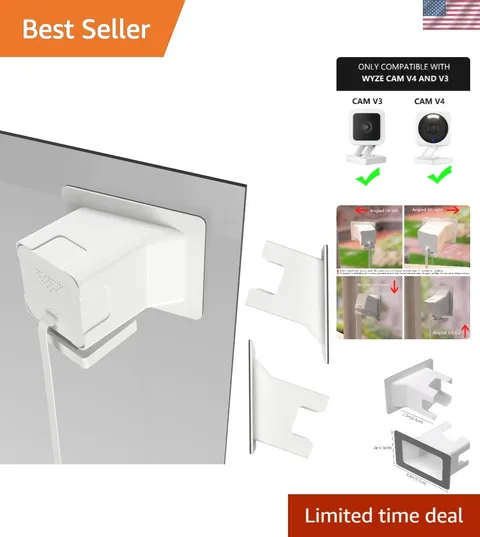 White Angled Window Mount for Wyze Cam - Tilt Up/Down for Front Yard & Driveway