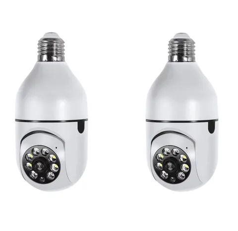 2Packs Light Bulb Security Camera, 2.4Ghz Wifi 360° Light Socket Camera for Outd