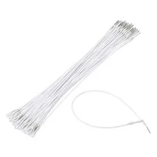 50Pcs Security Tags Lanyards Wire Loop (12", White), Steel Wire Cable Loop