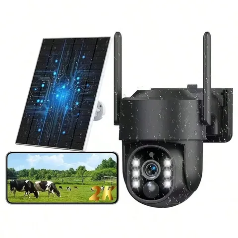 5G WiFi Solar Security Camera 4MP 360° Outdoor Wireless CCTV Night Vision IP66