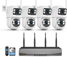 (2026 New) Dual Lens Wireless Security Camera System 4MP, 16CH Wifi NVR with 4 C