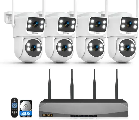 (2026 New) Dual Lens Wireless Security Camera System 4MP, 16CH Wifi NVR with 4 C