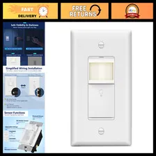 Motion Sensor Switch with LED Guide Light, 1200 Sq Ft Coverage, No Neutral, Adju