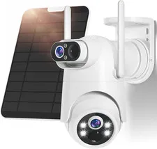 Dual Lens Solar Security Camera Wireless Outdoor – 2.5K HD No Blind Spot with PI