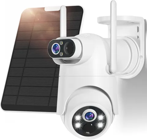 Dual Lens Solar Security Camera Wireless Outdoor – 2.5K HD No Blind Spot with PI