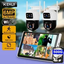 KERUI 10.1" LCD Monitor WiFi 8CH NVR 6MP Security Camera System with 500G HDD