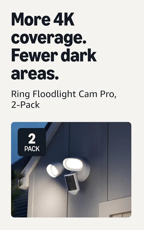 Floodlight Cam Pro (Newest Model) — Retinal 4K with Wide-Angle Video, 10X Enhanc