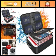 Fireproof Document Bag with Lock - 3-Layer File Storage Case, Water-Resistant, P
