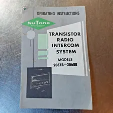 NuTone Transistor Radio Intercom System Manual Models 2067B 2068B Vintage 1965