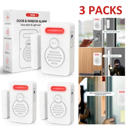 Refrigerator Alarm Wireless Doorbell Sensor 3-Level Volume Voice Window Alert ×3