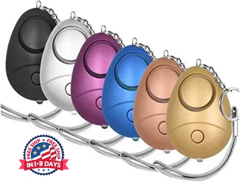 Paquete de 6 llaveros de alarma de seguridad personal de 140 dB con luces LED