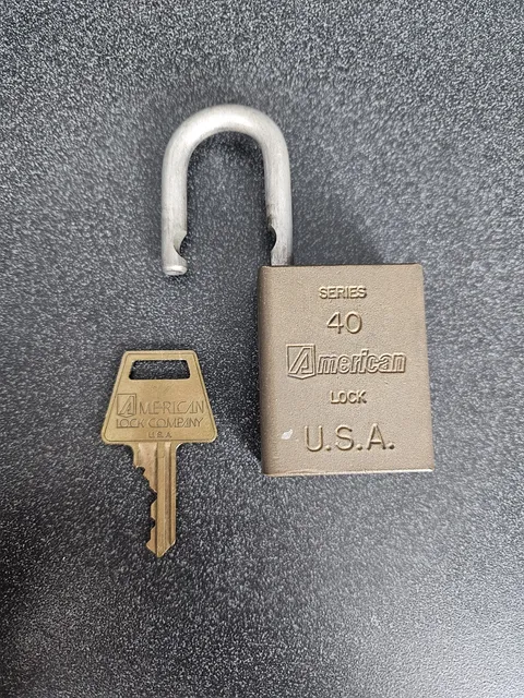 Vintage American Lock Company Series 40 USA Hardened Steel Padlock Series w/ Key