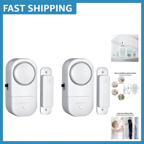 Battery-Powered Door & Window Alarm System - 2 Pack for Safety & Security