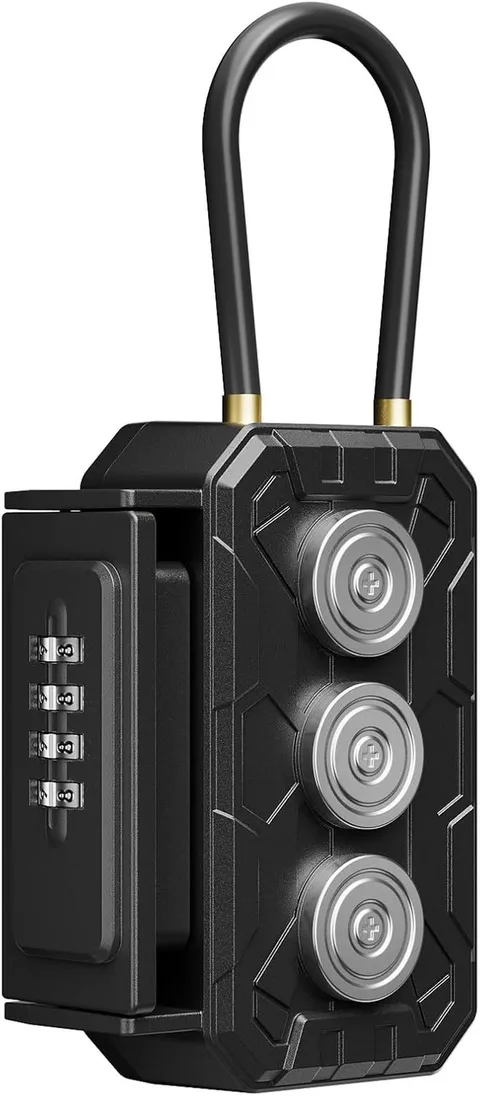 Magnetic Key Lock Box with Removable Cable Shackle Indoor Outdoor Waterproof 4 D