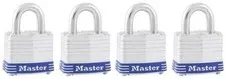 NEW MASTER LOCK 3008D PACK OF (4) KEYED ALIKE PADLOCKS WITH KEYS 1 1/2" 6104012