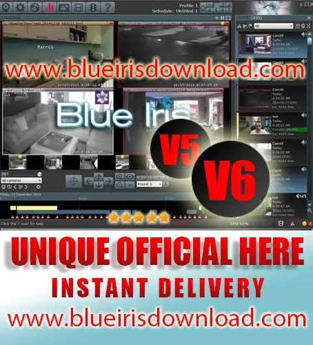 Blue Iris Pro v6.xx (Latest) Video Camera Security Software - Full License Life
