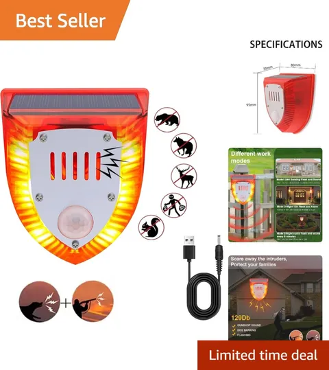 Barking Dog Alarm with Solar Power & Strobe Light – Ideal for Security