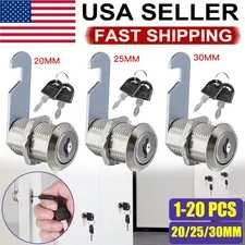 Zinc Alloy Mailbox Cam Lock 20/25/30mm Cam Drawer Cabinet Locker Lock w/ 2 Keys