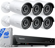 REOLINK 8CH 5MP Home Security Camera System, 6Pcs Wired Outdoor Poe IP Cameras w