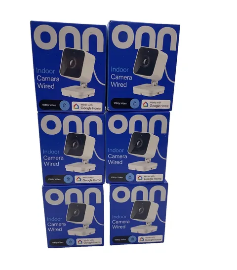 LOT OF 6 onn. Smart Indoor Wired Security Camera 1080p HDR with Google Home