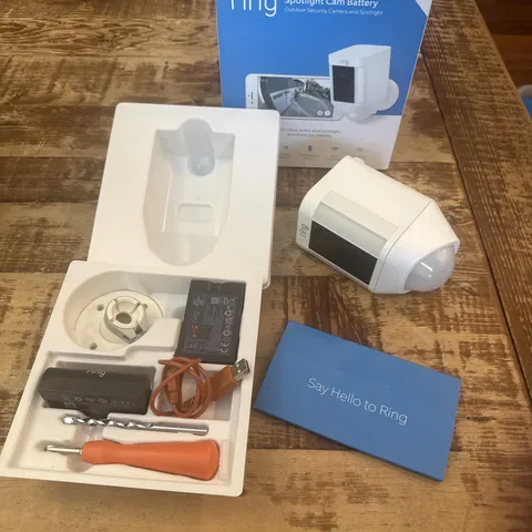 Ring Spotlight Cam Wireless Battery HD Security Camera White With 2 Batteries