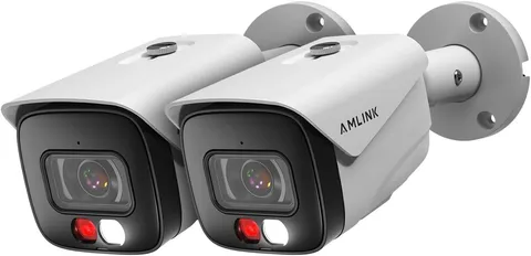 (2) 5MP Security AI IP PoE Bullet Camera, 2-Way Talk, Full Color Night Vision
