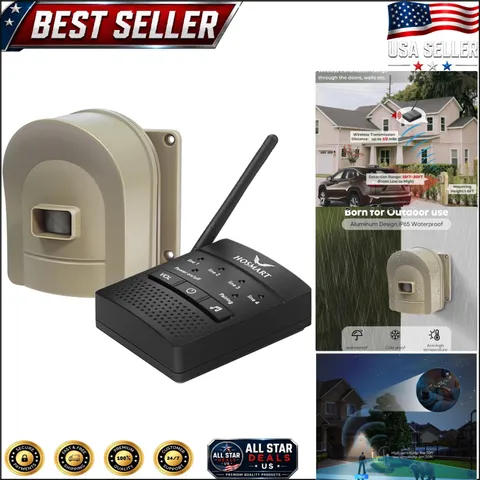 Expandable Wireless Driveway Alarm System - 1 Receiver & Yellow Sensor Included