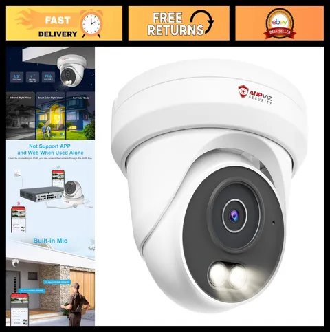 5MP PoE Turret Security IP Camera - Outdoor Wired Surveillance, NVR Required