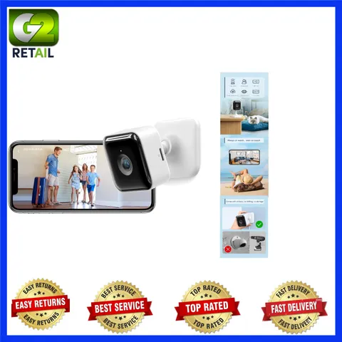 C2 Indoor Surveillance Camera - 2K Video, 24/7 Recording, Easy 3M Tape Mounting