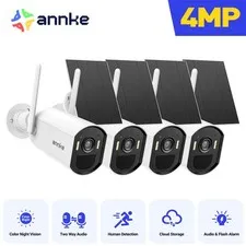 ANNKE 4MP Wireless Security Camera System Outdoor Color Night Solar Panel Audio