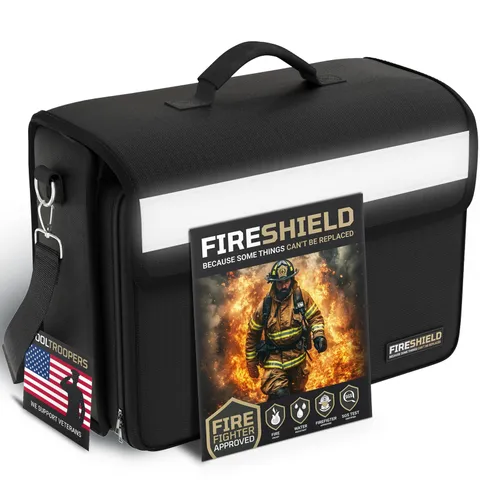 FIRESHIELD PRO 5200°F Fireproof Document Bag – Portable Water Resistant Brief...