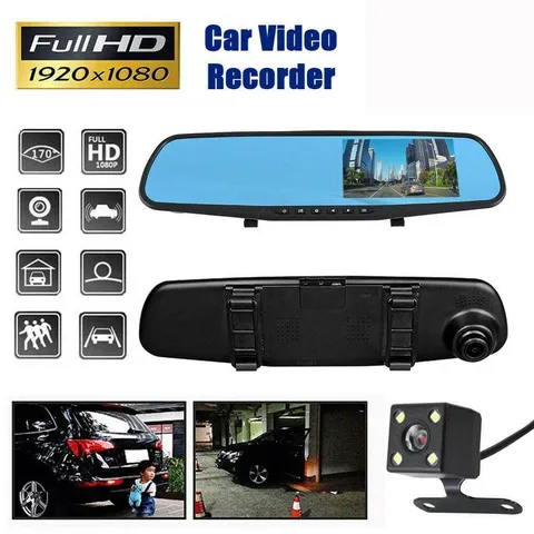 Cámara Auto Dvr Full HD 1080P 4,3" Espejo Retrovisor Grabadora De Vídeo