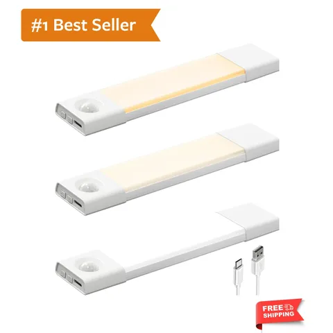 Wireless Indoor Motion Sensor Lights - 8” Dimmable LED, Pack of 3 for Closet Use