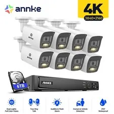 ANNKE 12MP 8CH NVR 4K Two Way Audio POE Security Camera System Outdoor Color AI