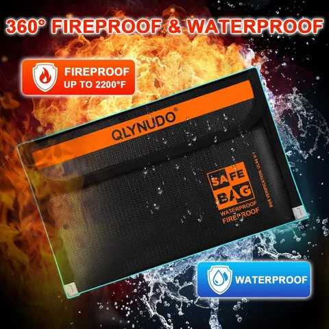 Fireproof Money Bag for Cash (2 Pack, 8x5"), Waterproof Document Pouch for Trave