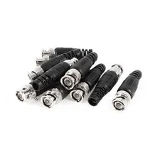 10 Pcs Coax Cable Black Plastic Tail BNC Male Connector Silver Tone