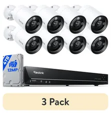 Poe 16-Channel NVR System, 8X 12MP Dome Cameras, 4TB HDD, Smart Detection, RLK16