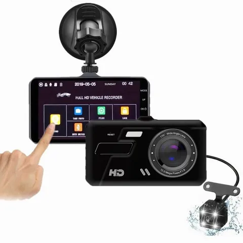 Dual Lens 4" Touch Screen Car DVR 1080p Night vision Dash  Video Cam Recorder