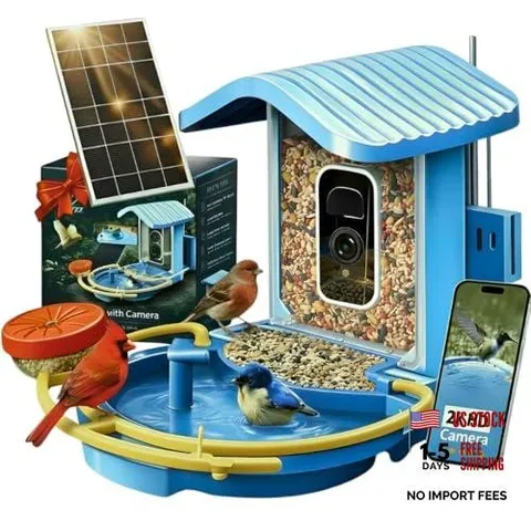 Bird Feeder with Camera, 2K HD Smart Outdoor Bird Feeder, Solar Powered