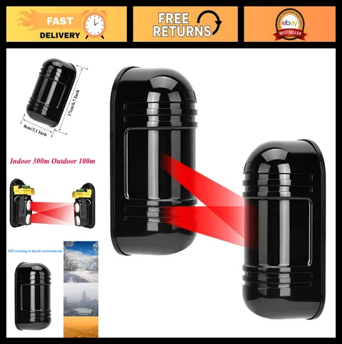300m Indoor & 60m Outdoor Laser Detector Alarm | Dual Beam Sensor Security Syste