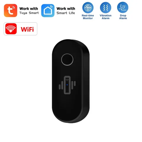 Tuya Wifi Vibration Sensor Detector Alarm Real-Time Sensitivity Adjustment White