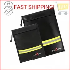 Fireproof Waterproof Money Document Bag - 2 Pack Safe Upgraded Zipper Bags, Fire