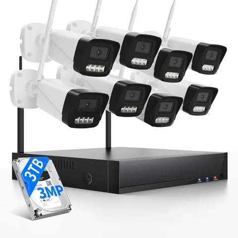 Wireless 10CH NVR 3MP WIFI Security Camera System 2 Way Audio AI Detection