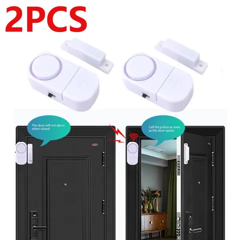 2Pcs Magnetic Sensor Home Window Door Burglar WIRELESS Security ALARM System