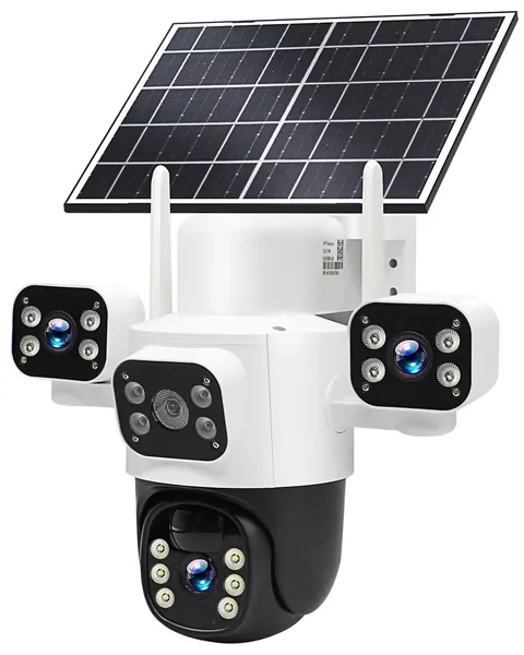 Triple-Lens Solar Camera Wireless Outdoor PIR Human Detect and Auto Track