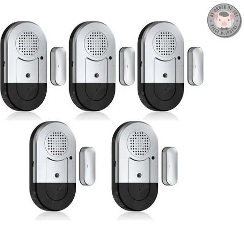 125dB Door Window Alarm Sensors - 5 Pack with Volume Control for Home Security