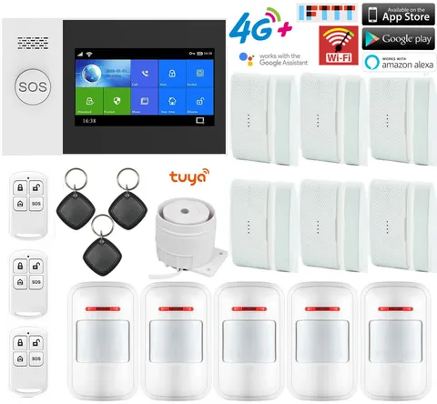 D37 WiFi 4G Tuya APP Wireless Wired Home Security Alarm System+Alexa+Google Home