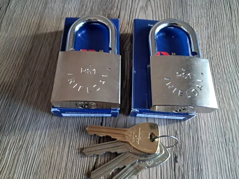 2 X RIELDA Keyed  Alike Padlocks Re-programable High Security/W Key Set 3+1