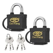 2Pcs Waterproof Padlocks, 2.6 x 1.8 x 1Inch Alloy Steel Outdoor Locks, Black