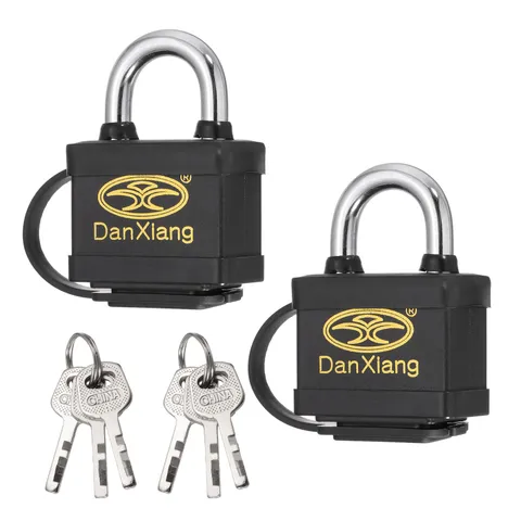 2Pcs Waterproof Padlocks, 2.6 x 1.8 x 1Inch Alloy Steel Outdoor Locks, Black